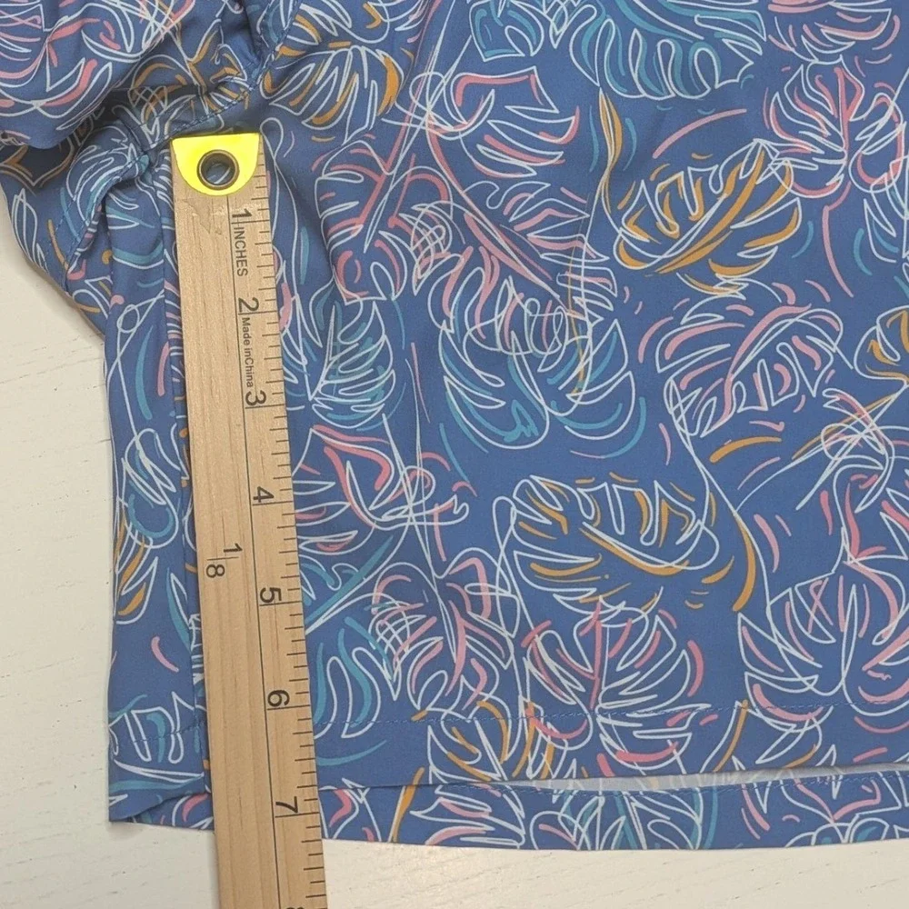 Peter Millar Seaside Swim Trunks Mens XL Blue Tropical Leaf Print 7